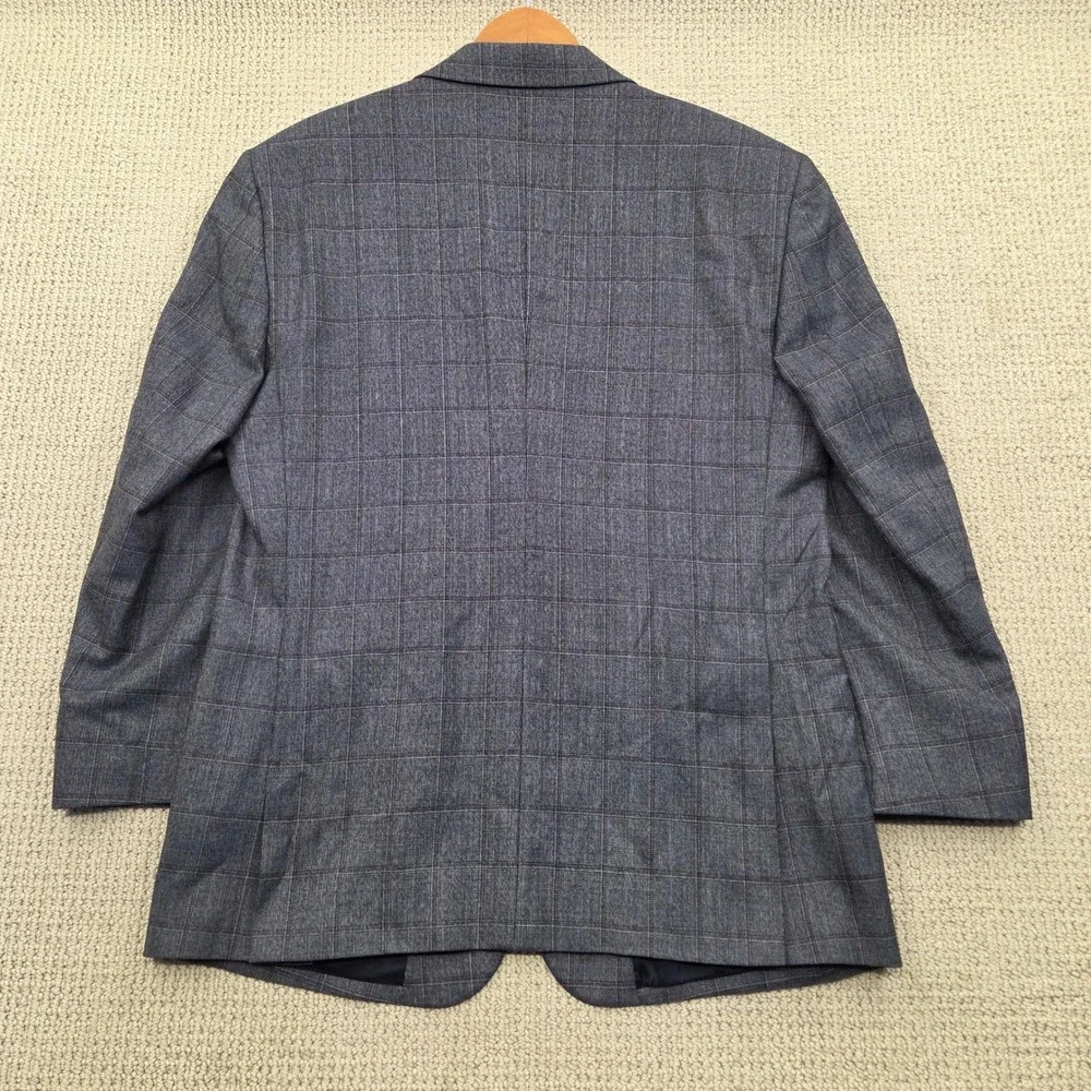 Jos A Bank Traveler's‎ Collection 42R Tailored Fit Wool Windowpane Blazer Blue
